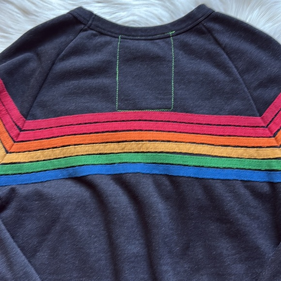Aviator Nation Retro Crewneck Sweatshirt Rainbow 6 Stripe 🌈 Size XS - Picture 7 of 9